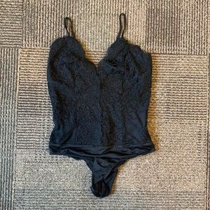 Black lace detail bodysuit, size L